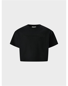 Футболка укороченная с логотипом в стразах, черная Marc jacobs