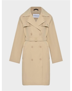 Тренч с поясом, бежевый Calvin klein