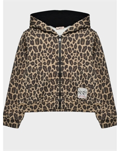 Спортивная куртка с леопардовым принтом и логотипом, коричневая No21