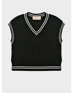 Вязаный жилет с белым кантом, черный Elisabetta franchi