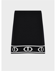 Юбка с логотипом по низу, черная Twinset