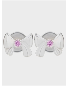 Серьги-пусеты "Бант",розовый камень Sneak peek