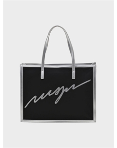 Сумка с серебряным кантом, черная Msgm