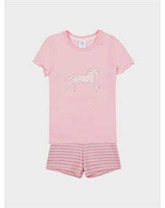Розовая пижама с шортами в полоску Sanetta