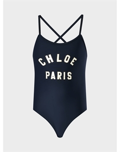Купальник с белым лого, темно-синий Chloe