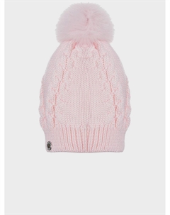 Розовая шапка из шерсти с меховым помпоном Joli bebe