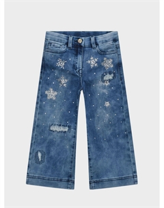 Джинсы с разрезами, синие Monnalisa