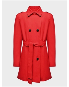 Плащ двубортный без капюшона с поясом, красный Max&co