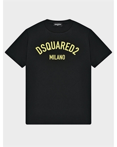 Футболка с желтым лого, черная Dsquared2
