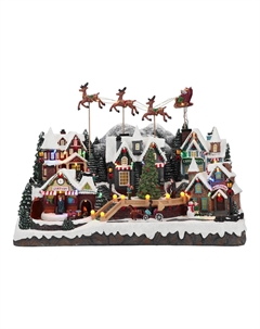 Новогодний сувенир "Рождественская деревня с оленями" Timstor