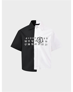 Рубашка черно-белая с лого и цифрами Mm6