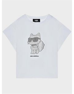 Топ с принтом "Choupette", белый Karl lagerfeld