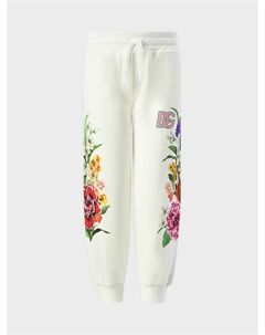 Брюки спортивные с цветочным принтом, белые Dolce&gabbana