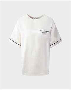 Футболка с черной тесьмой и накладным карманом No21