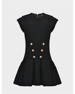 Платье с люрексом и золотыми пуговицами Balmain