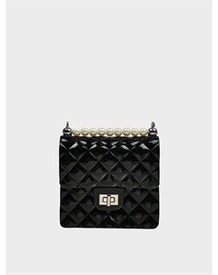 Сумка квадратная с бусинами, черная Monnalisa