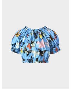 Топ со сборками, принт бабочки Dolce&gabbana