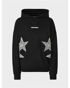 Толстовка-худи со звездами из страз и лого Dsquared2