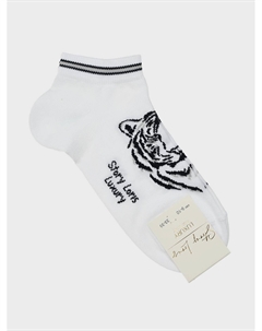 Спортивные носки с принтом "тигр", белые Story loris