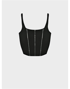 Кроп-топ на бретелях с полосами из камней Patrizia pepe