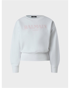 Свитшот с розовым лого, белый Balmain