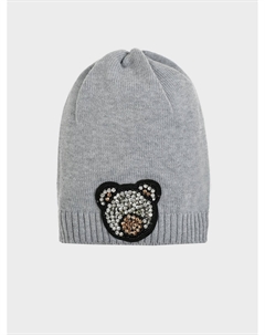 Шапка с мордочкой мишки из камней, серая Regina