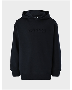 Толстовка-худи с логотипом в тон, синяя Aspesi