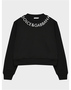 Свитшот с вышитым логотипом DG на воротнике, черный Dolce&gabbana