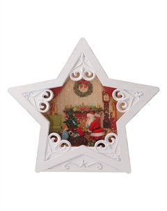 Новогодний сувенир "Рождественская Звезда со снеговиками" белый, Battery/LED-26,5 см Timstor