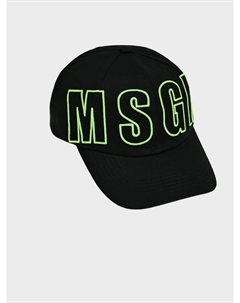 Бейсболка с зеленым лого, черная Msgm