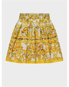 Юбка с принтом "майолика", желтая Dolce&gabbana