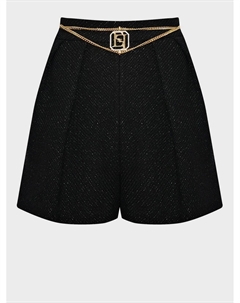 Шорты с защипами и золотым лого, черные Elisabetta franchi