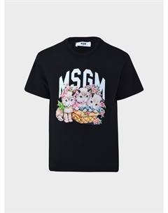 Футболка с принтом "коты", черная Msgm