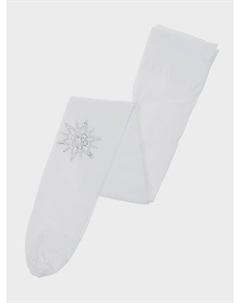 Белые колготки со снежинкой из стразов Yula