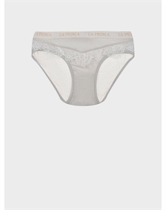 Светло-серые трусы с кружевной отделкой La perla