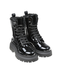 Черные лаковые ботинки с меховой подкладкой Dolce&gabbana