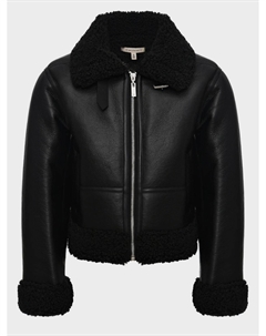 Дубленка на молнии из эко-кожи, черная Twinset