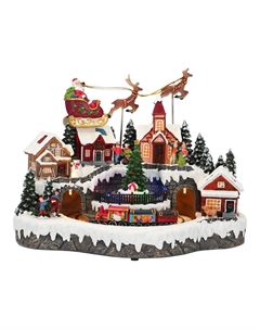 Новогодний сувенир "Рождественская деревня с санями Санты" Timstor