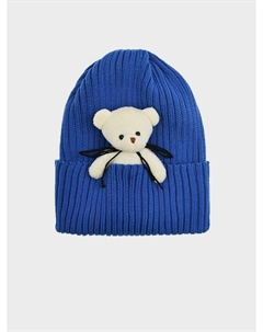 Шапка с игрушкой мишка, синяя Regina