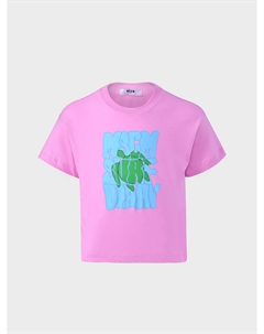 Футболка с разноцветным лого, розовая Msgm