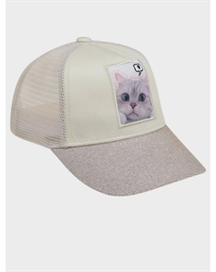Молочно-белая кепка с принтом "котенок" Jan&sofie