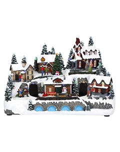Новогодний сувенир Рождественский городок, LED анимация, адаптер, 33x24x23,5 см Timstor