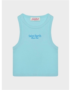 Майка с вышитым логотипом, голубая Saint barth