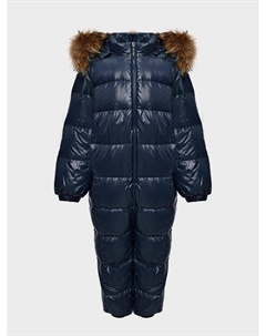 Комбинезон с отделкой мехом енота, темно-синий Manudieci