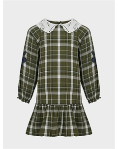 Платье в клетку с белым кружевным воротником Tartine et chocolat