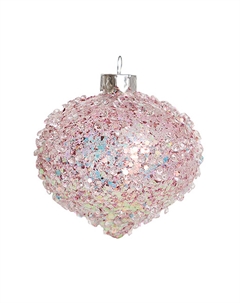 Подвеска Капля "Ледяная россыпь" розовая (стекло) 8х8х9 см Holiday classics