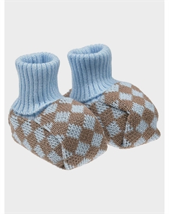 Голубые пинетки с коричневыми ромбами Marlu