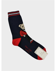 Носки с принтом "медвежонок", темно-синие Story loris