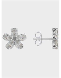 Серьги-пусеты цветочки серебро (родий), фианит Sneak peek