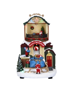 Новогодний сувенир Мастерская Санты, LED анимация музыка, 19х15х24 см Timstor